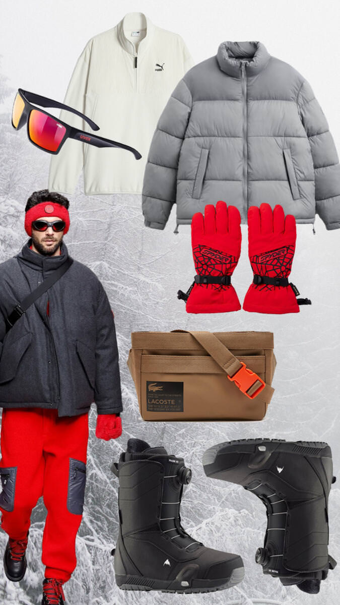 Pantolon: Rossignol, 5.999 TLÇanta: Lacoste, 2.999 TLGözlük: Uvex, 1.950 TLMont: Zara, 1.990 TL Eldiven: Spyder, 4.799 TLKazak: Puma, 2.099 TLBot: Burton, 13.999 TL